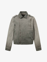 Distressed Irregular Zip Up Denim Jacket